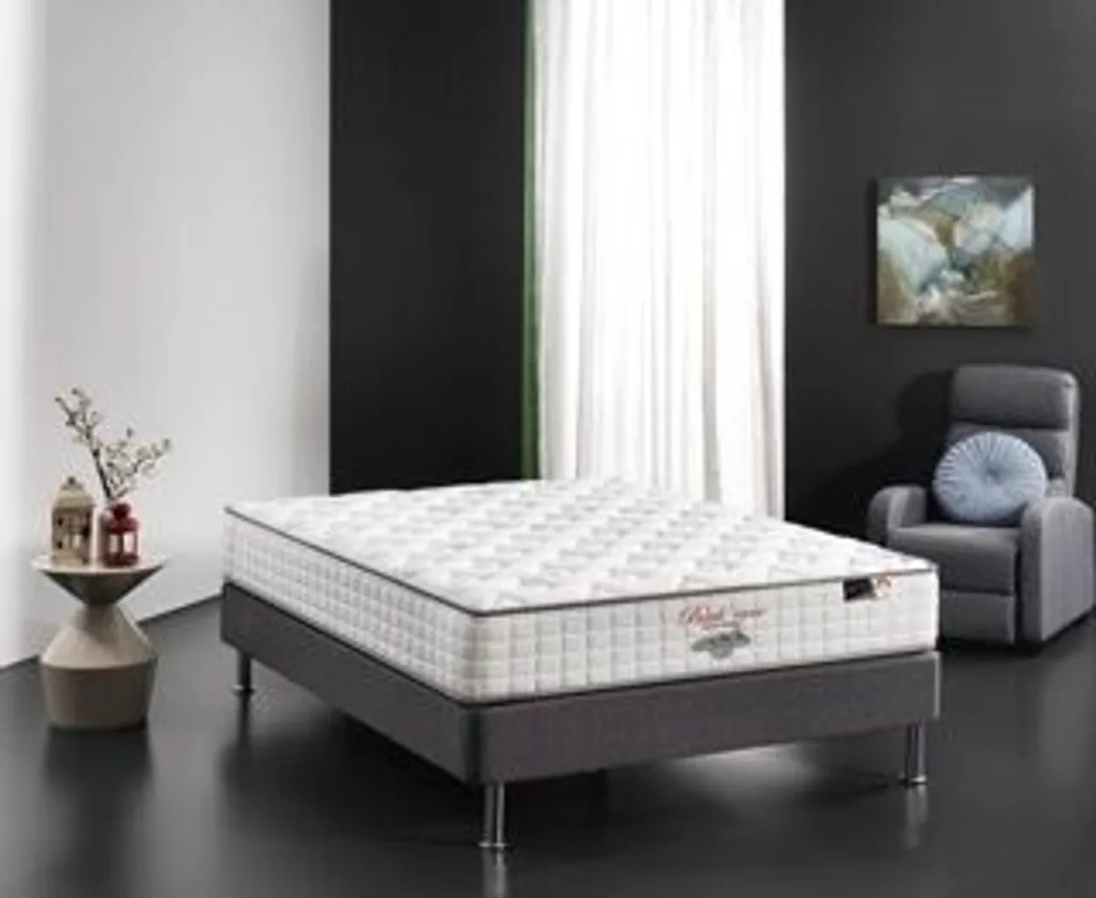 4'6 ft Grey Bedframe, Back Care Mattress & Ikea Coffee Table - FOR SALE - Image 3