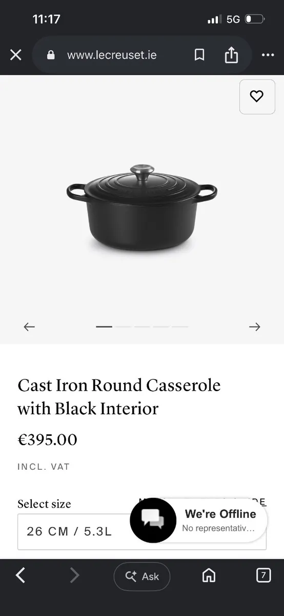 Le creuset 26inch Dutch oven casserole - Image 1