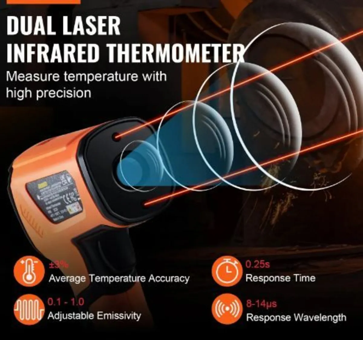 Infrared Thermometer, -40~2732°F Dual Laser - Image 3