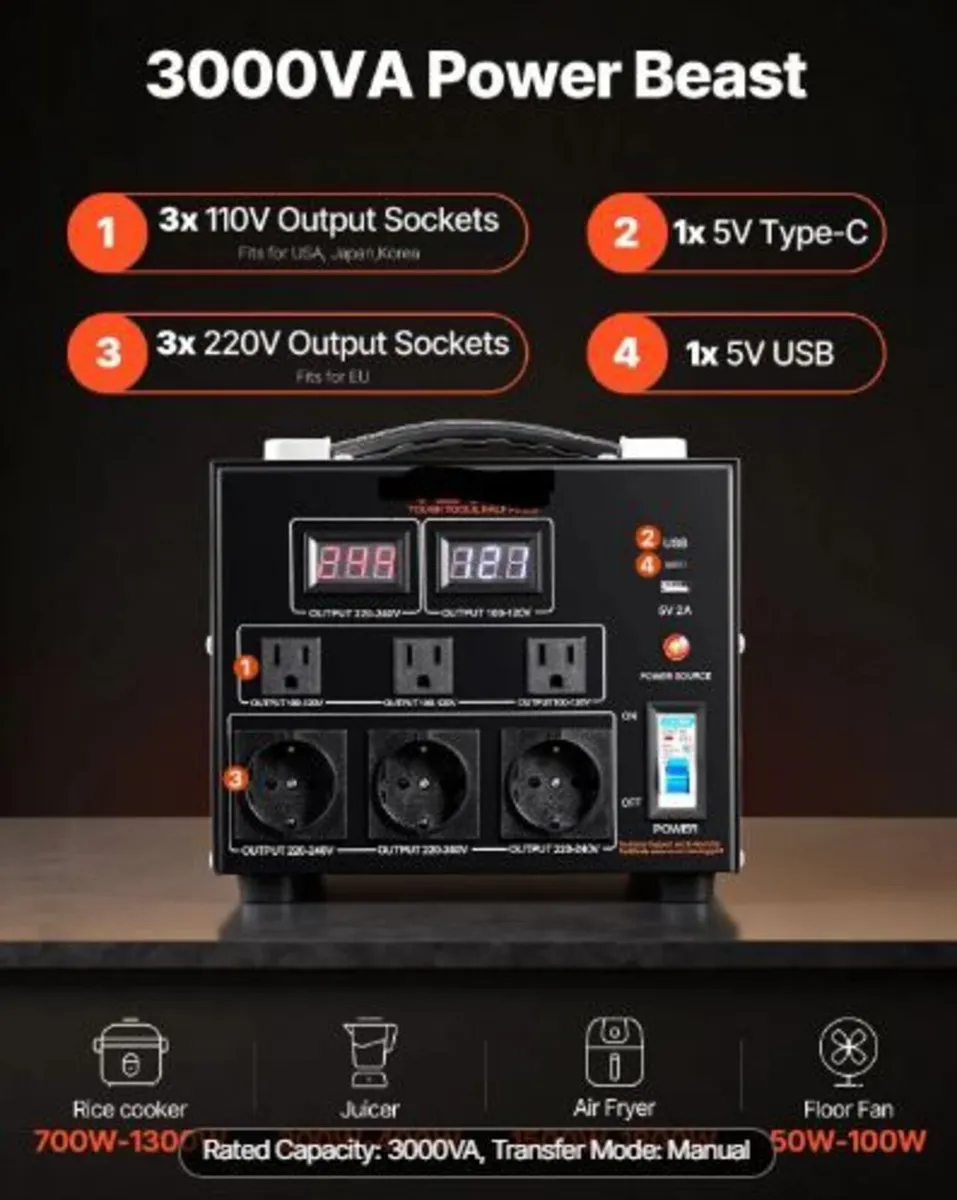 Voltage Converter Transformer, 3000VA, - Image 2