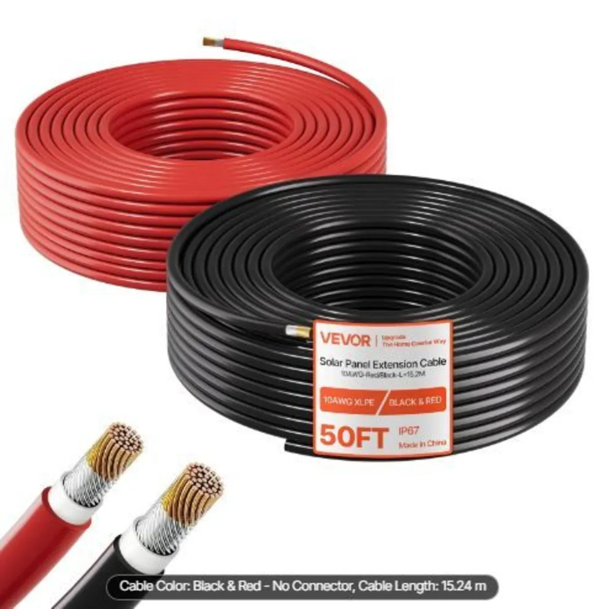 Solar Panel Wire, 15.24 m Black + Red Kit - Image 2