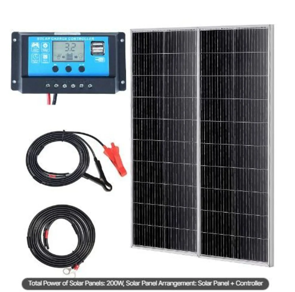 200W Monocrystalline Solar Panel Kit, 2PCS - Image 1