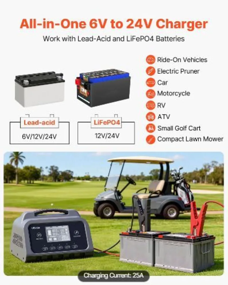 Smart Battery Charger, 25A, 6V 12V 24V - Image 3