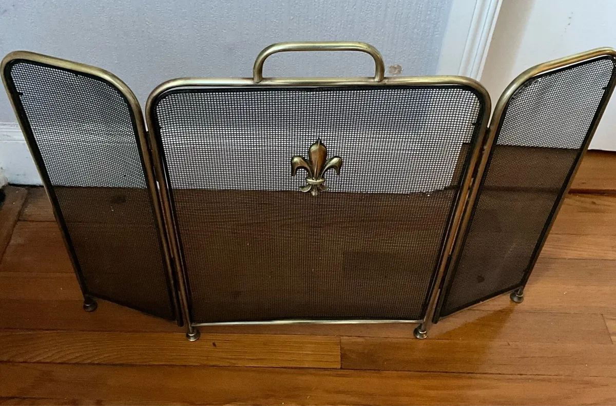 Vintage 19th Century Brass Folding Fire Guard - Image 4