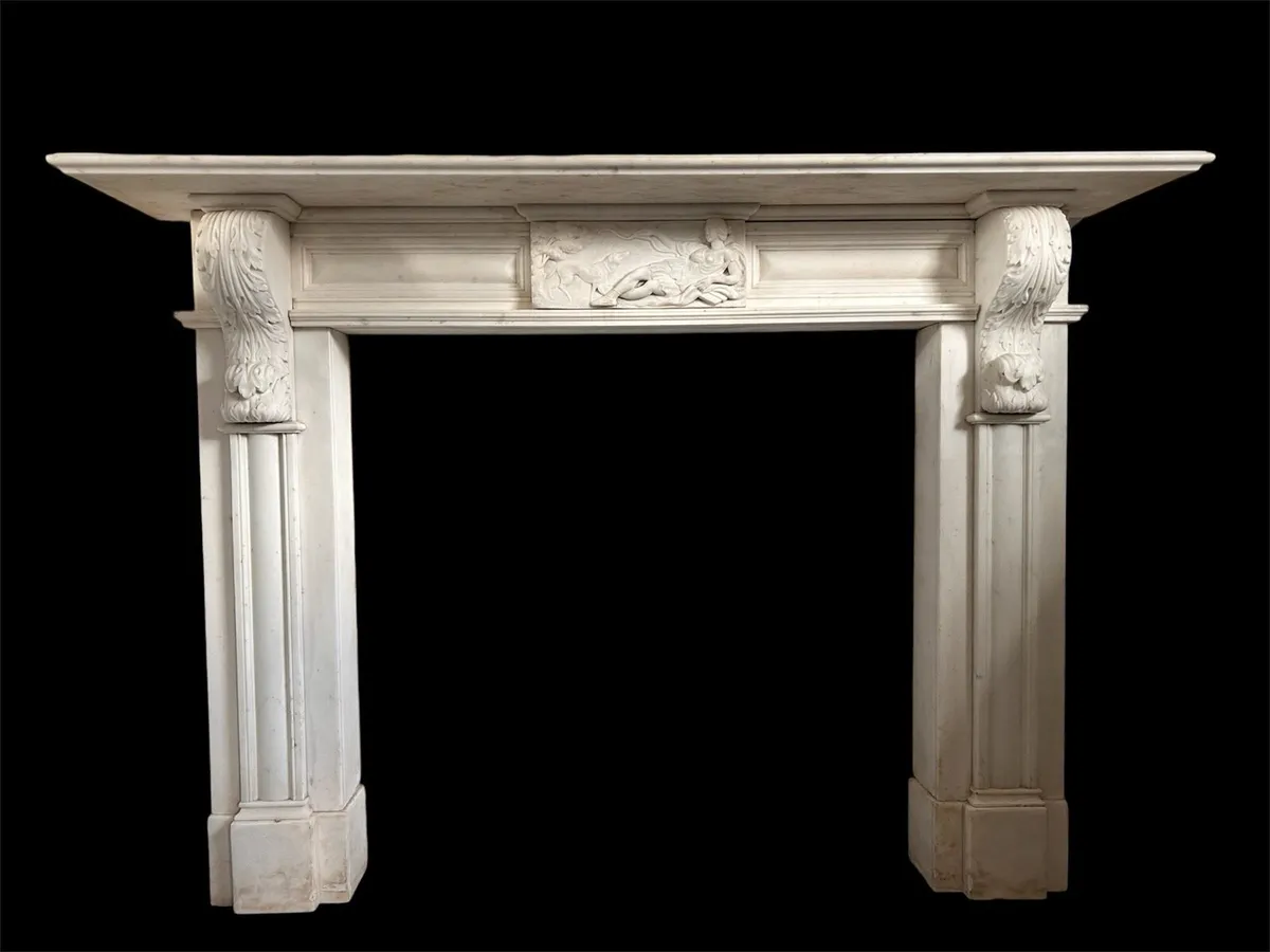 Antique Irish carved corbel fireplace - Image 1