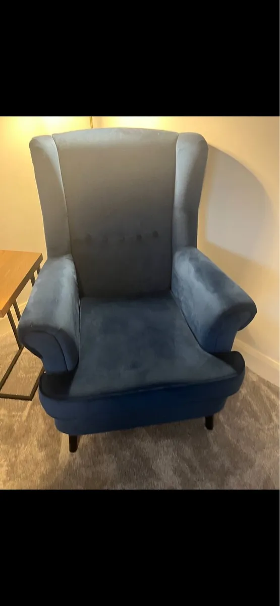 Royal Blue Velvet Wingback Accent Chair - Image 3
