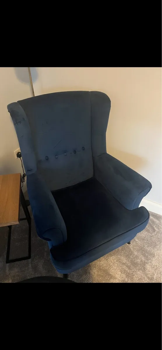 Royal Blue Velvet Wingback Accent Chair - Image 4