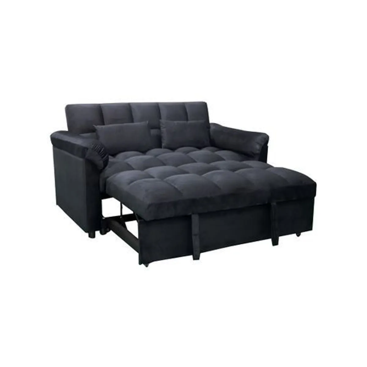 Black Velvet Pull-Out Corner Sofa Bed Best price in Ireland - Image 4
