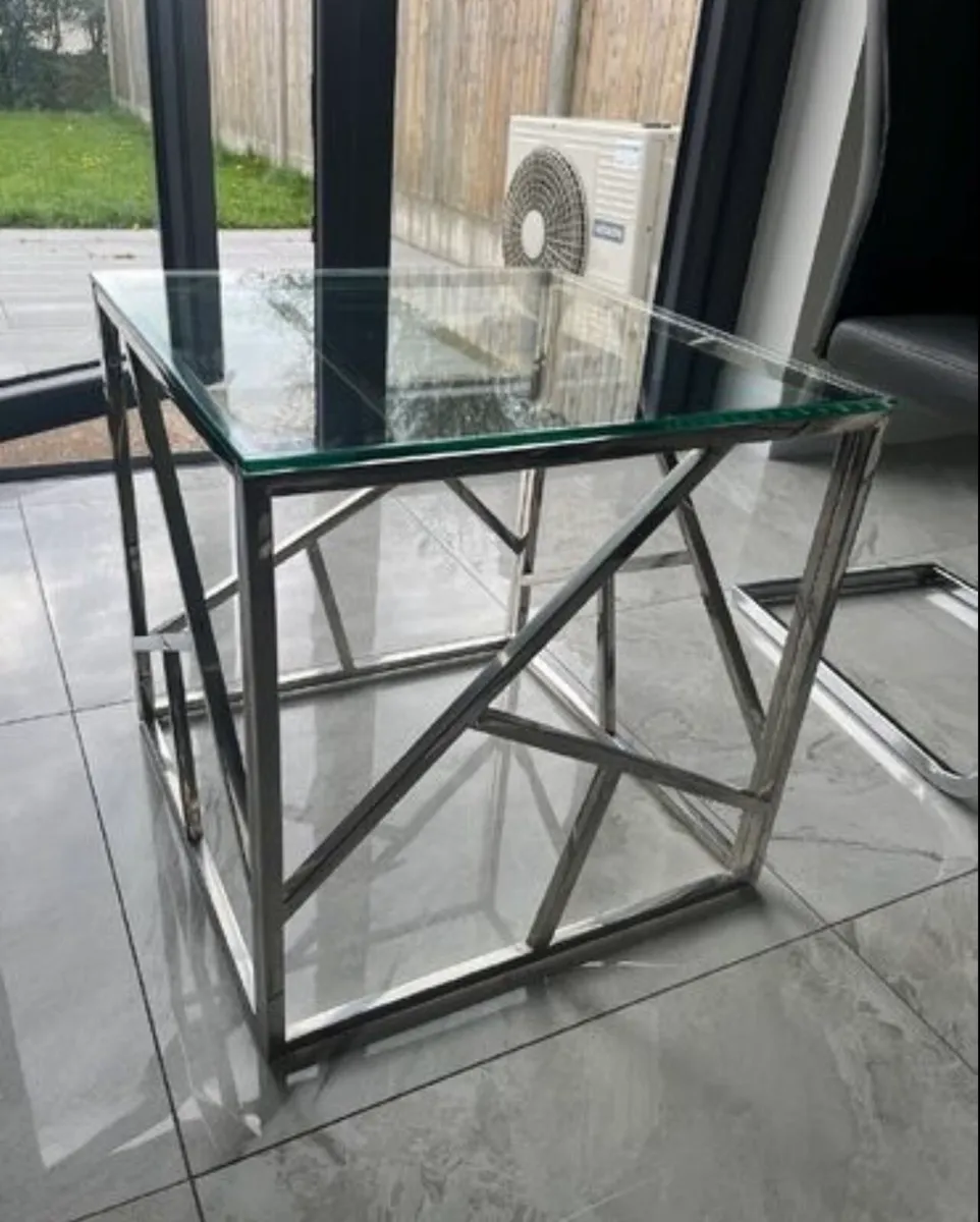 Modern Glass & Chrome Side Table - Image 1