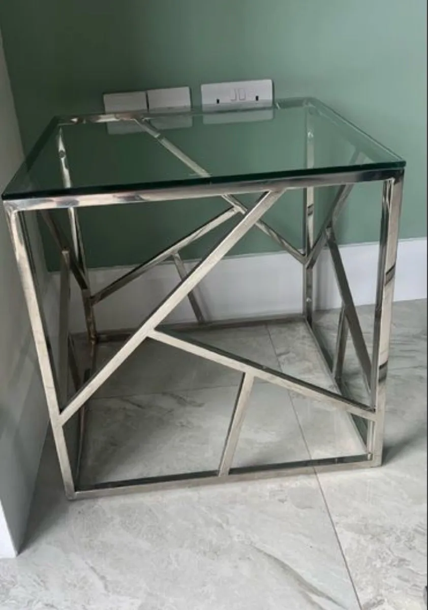 Modern Glass & Chrome Side Table - Image 3