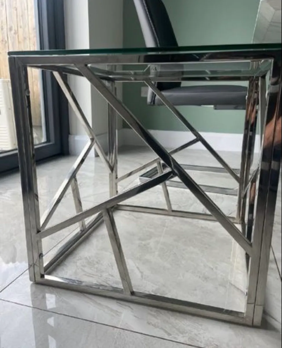 Modern Glass & Chrome Side Table - Image 4