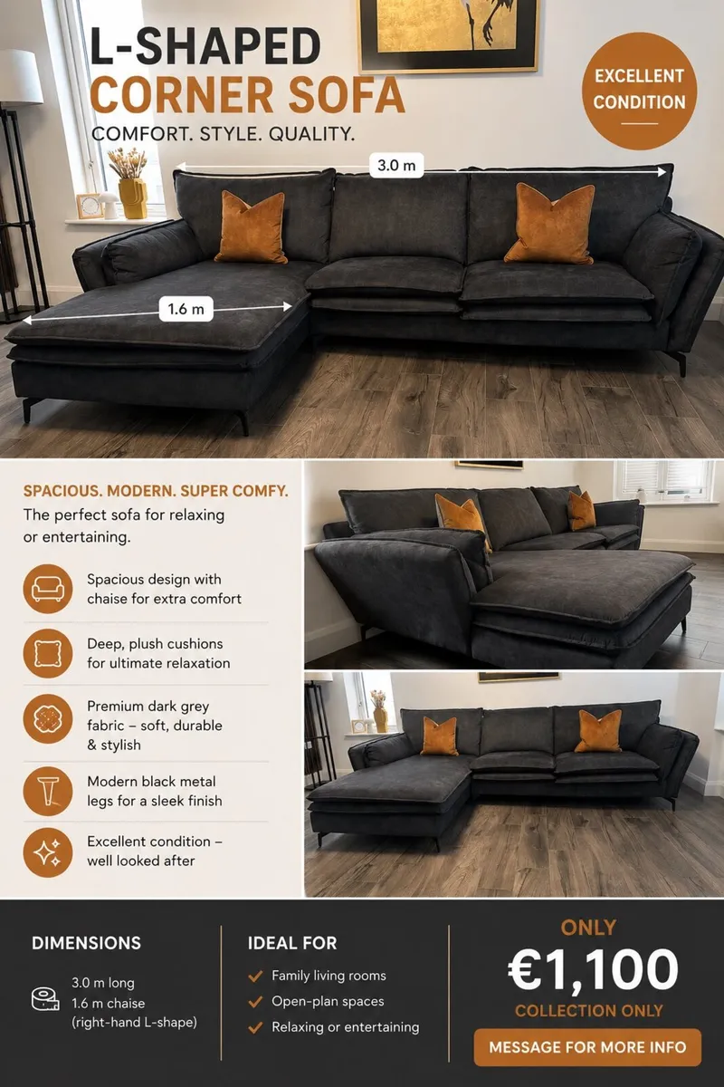 Modern L-Shaped Corner Sofa