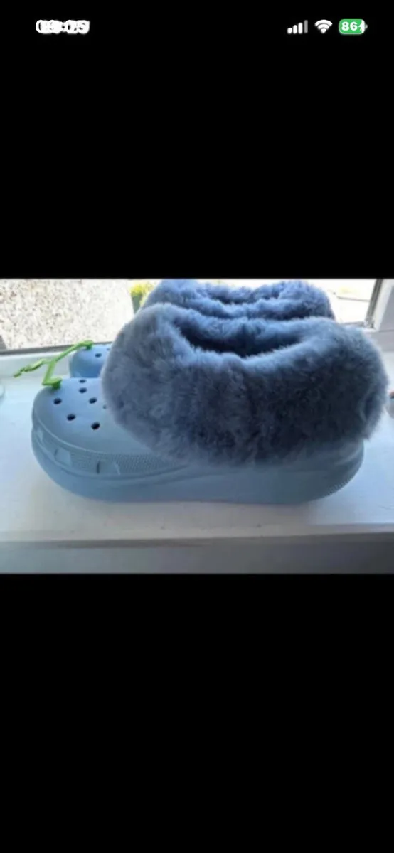 New Fluffy Blue Crocs 8uk - Image 2