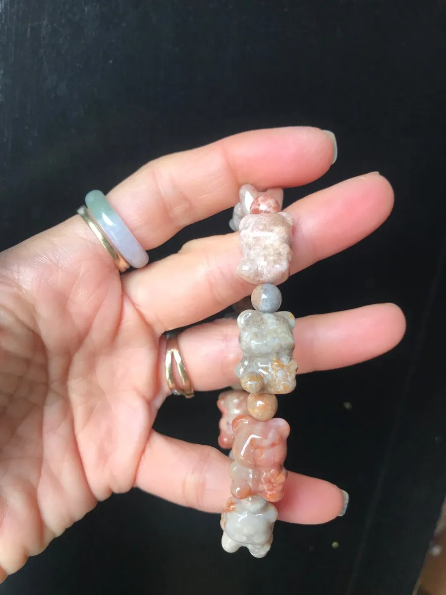 Natural fossil coral jade bracelet (teddy bears) - Image 1