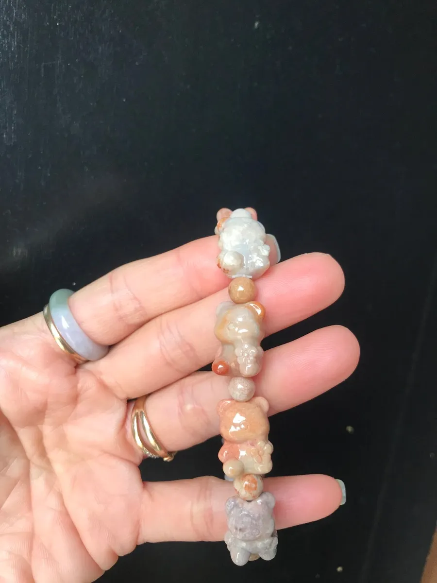 Natural fossil coral jade bracelet (teddy bears) - Image 2