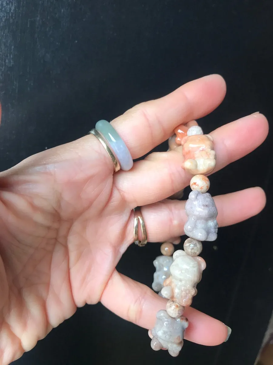 Natural fossil coral jade bracelet (teddy bears) - Image 3