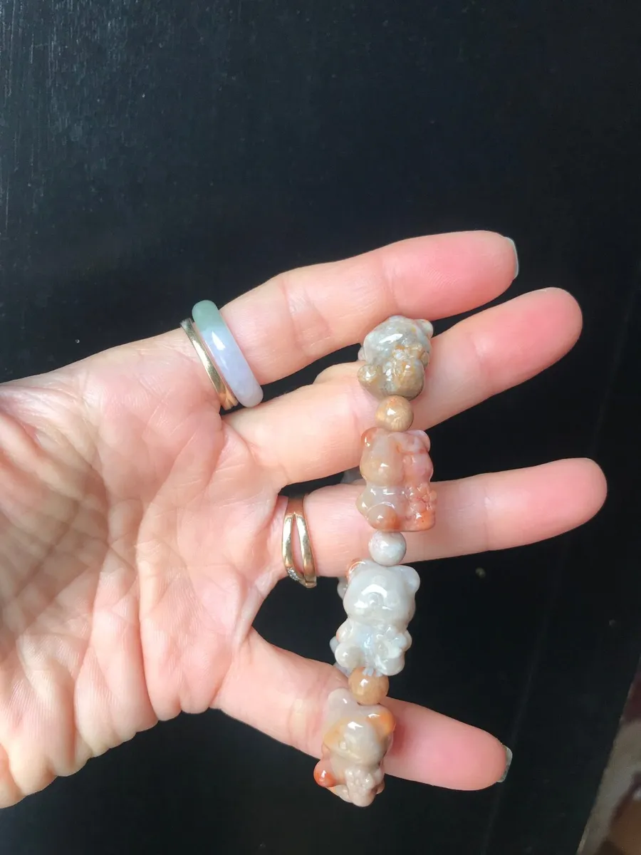 Natural fossil coral jade bracelet (teddy bears) - Image 4