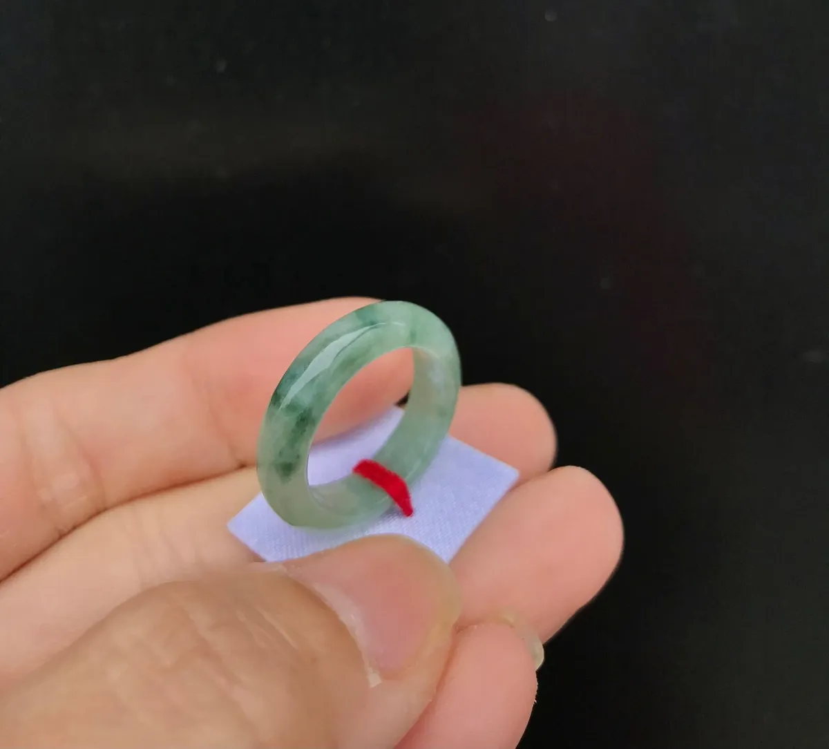 Natural Grade A Myanmar Jadeite Icy Ring  (size 17 - Image 1