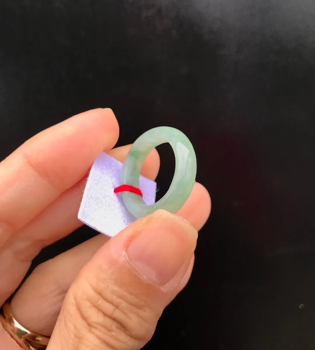 Natural Grade A Myanmar Jadeite Icy Ring  (size 17 - Image 4