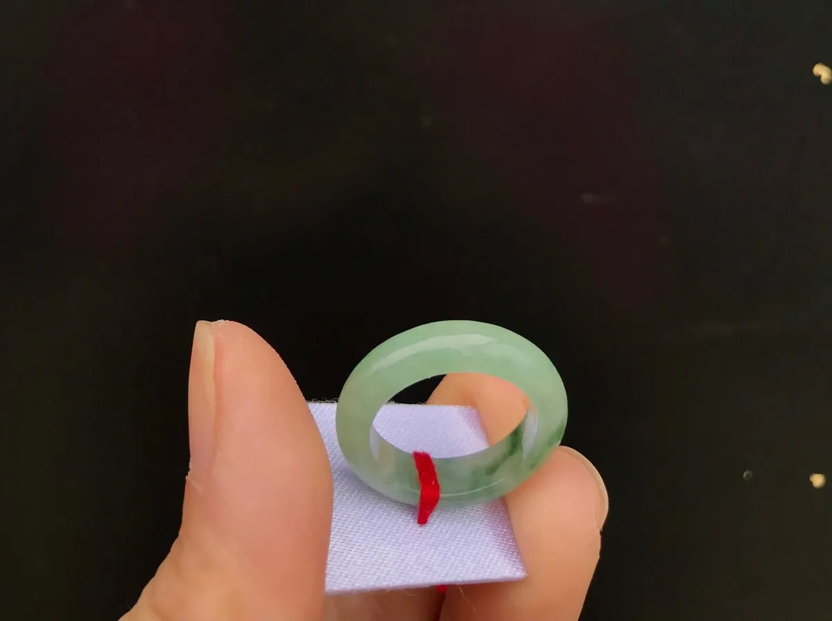 Natural Grade A Myanmar Jadeite Icy Ring  (size 17 - Image 2