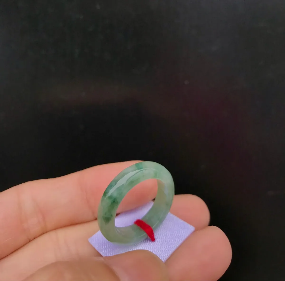 Natural Grade A Myanmar Jadeite Icy Ring  (size 17 - Image 3