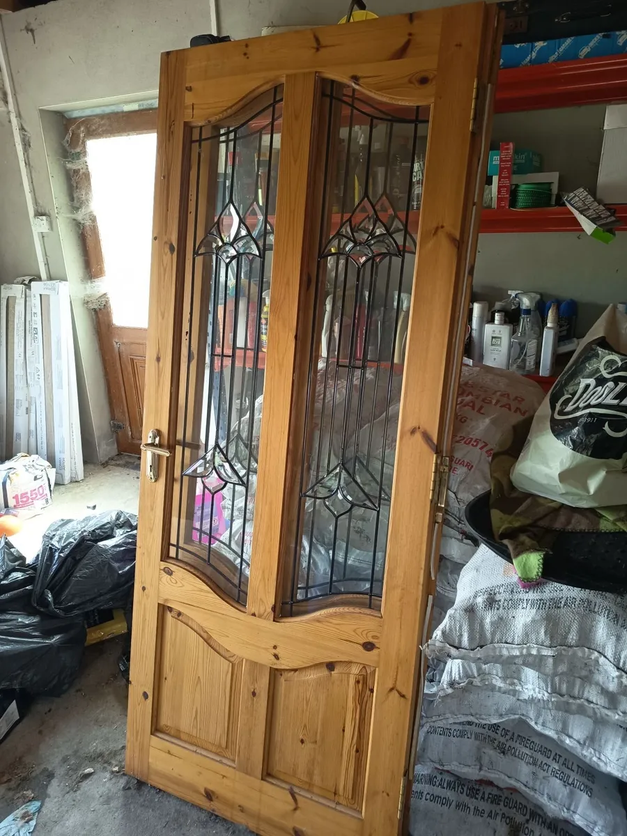 Set of red deal Internal glass doors - Image 1