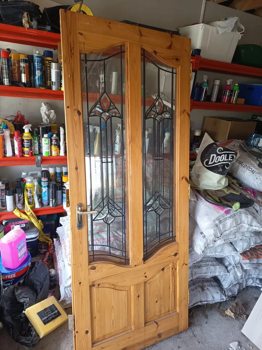 Set of red deal Internal glass doors - Image 2