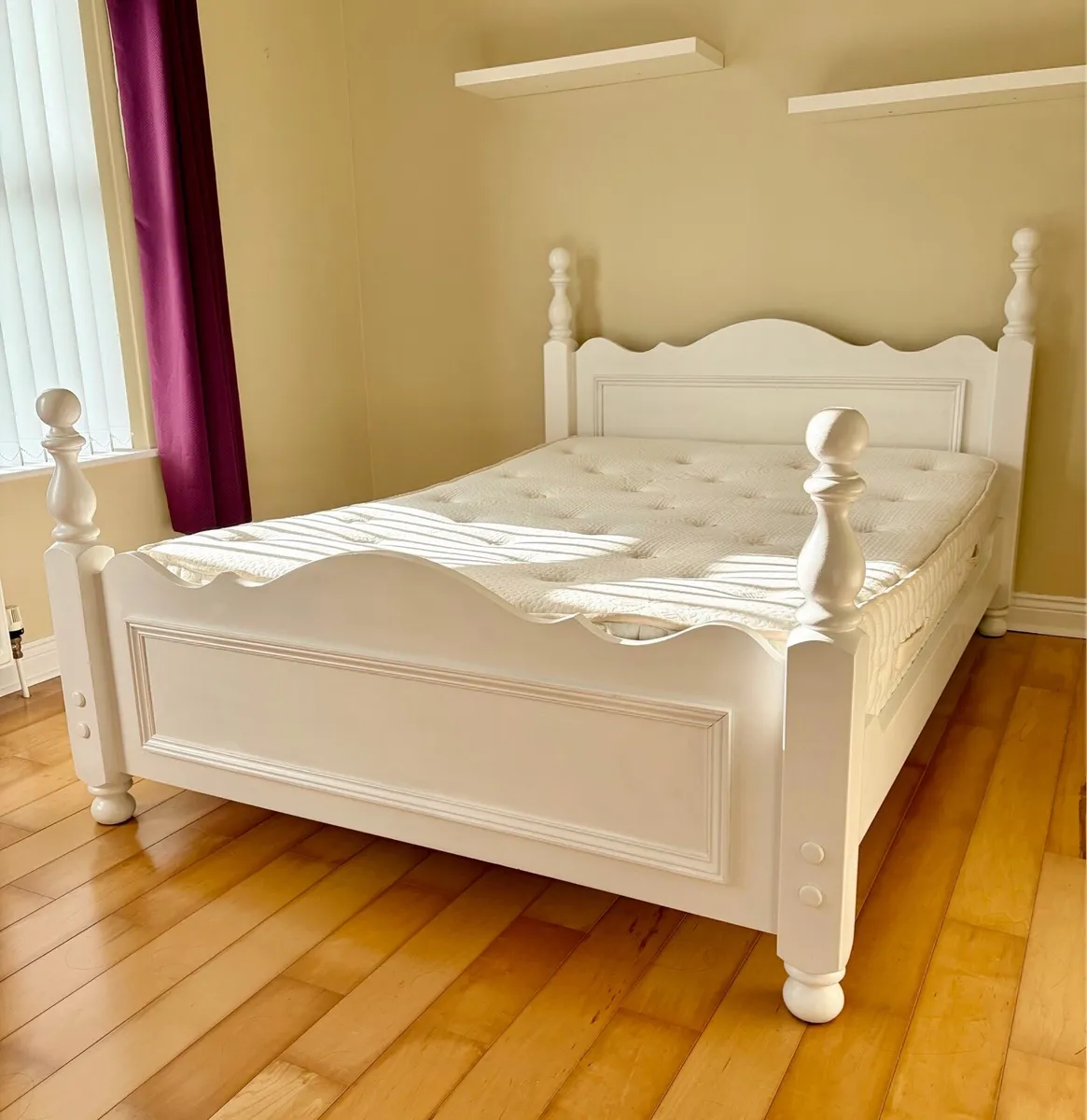 White Double Bed Inc. Mattress - Image 1
