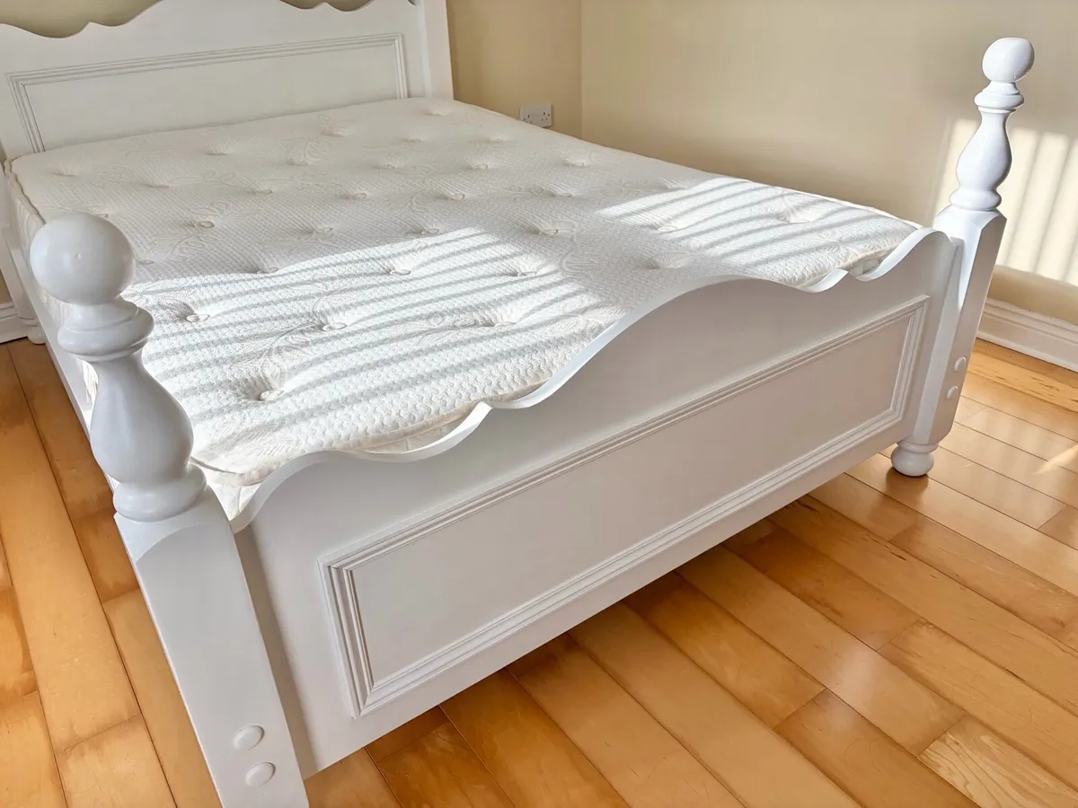 White Double Bed Inc. Mattress - Image 2