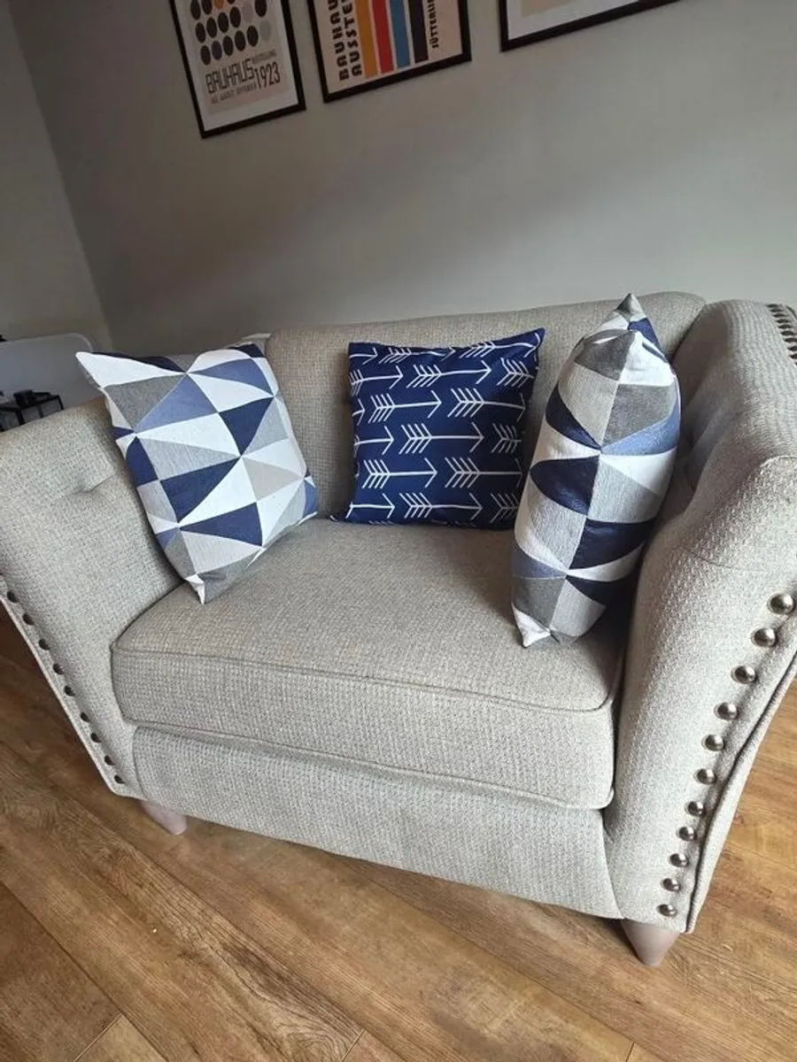 Cream couch and chair - Image 4