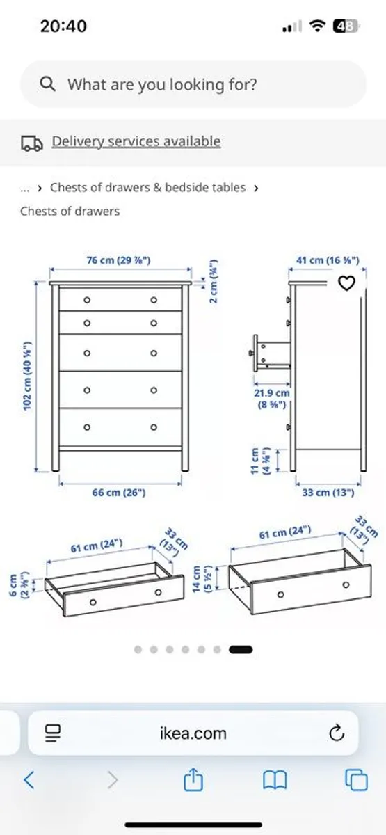 Chest of 5 Drawers for Sale - Image 4