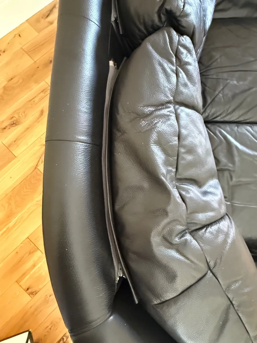 Stressless high back black leather 2 seat sofa - Image 2
