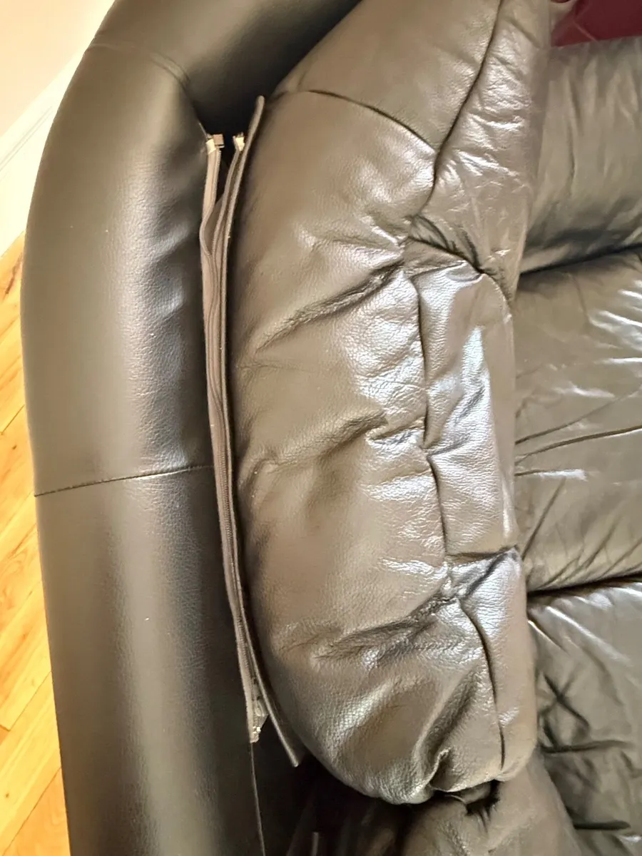 Stressless high back black leather 2 seat sofa - Image 3