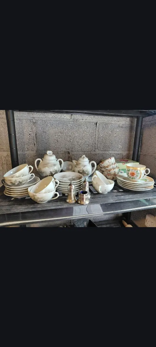 Vintage Tea Set & Silverware Bundle