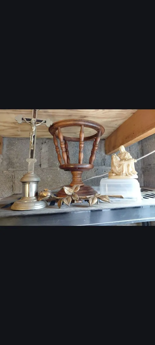 collection of vintage religious and decorative ite