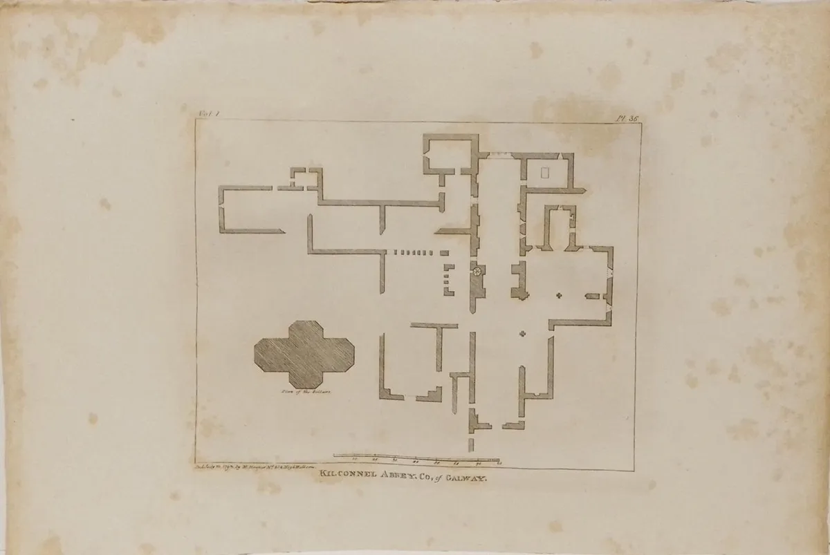 Kilconnel Abbey Galway 1793 Antique Plan - Image 1