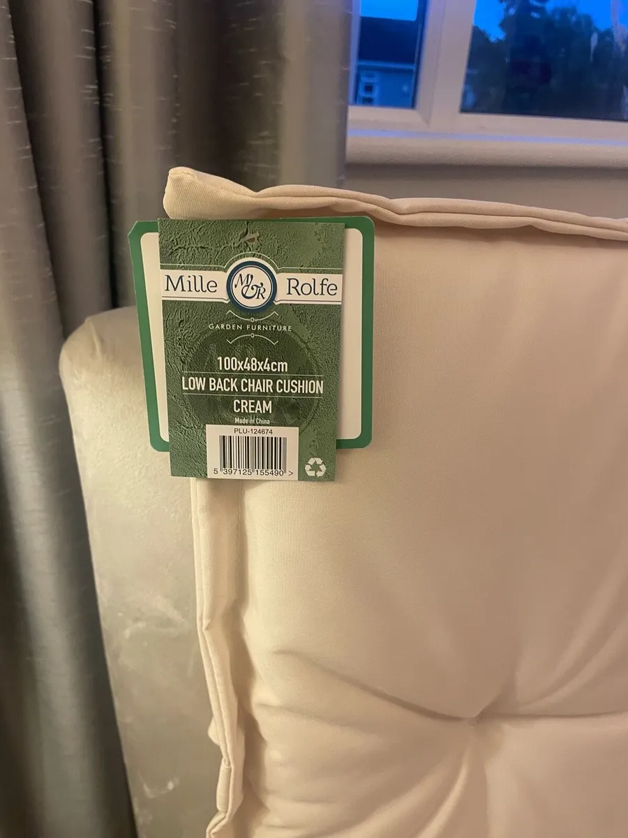 Cream outdoor chair cushions - Image 2