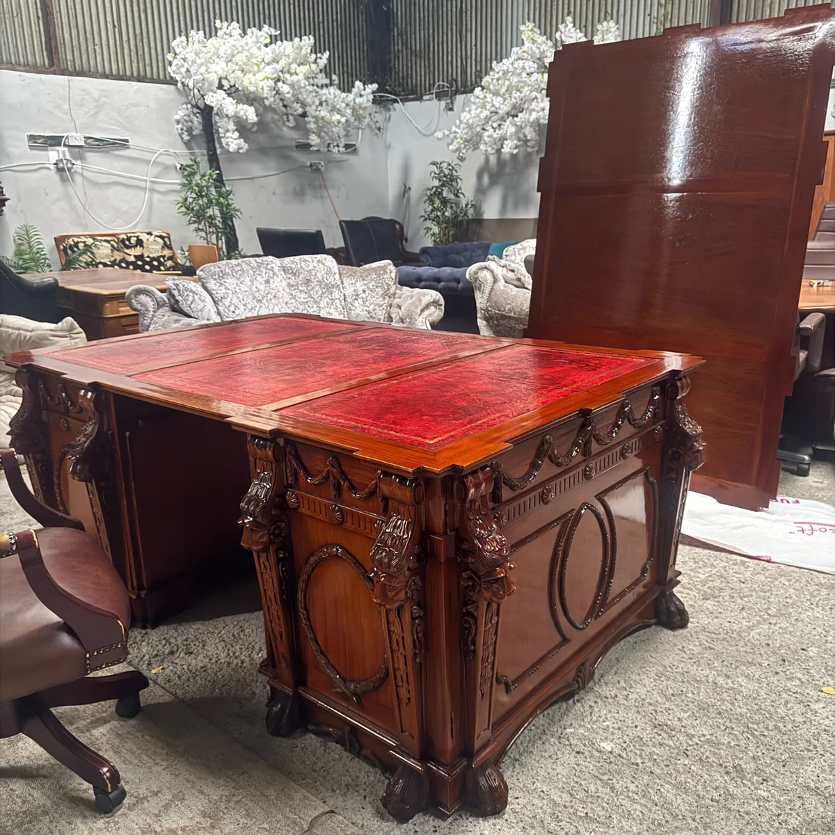 Thomas chippendale lions head cared desk - Image 1