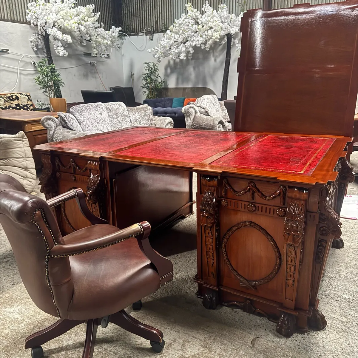Thomas chippendale lions head cared desk - Image 2