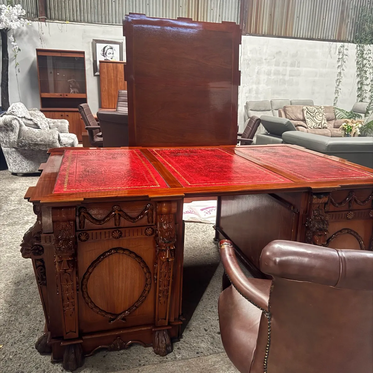 Thomas chippendale lions head cared desk - Image 3