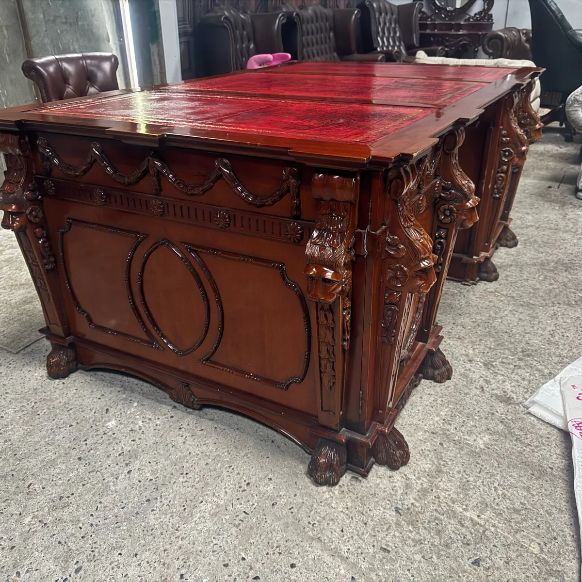 Thomas chippendale lions head cared desk - Image 4