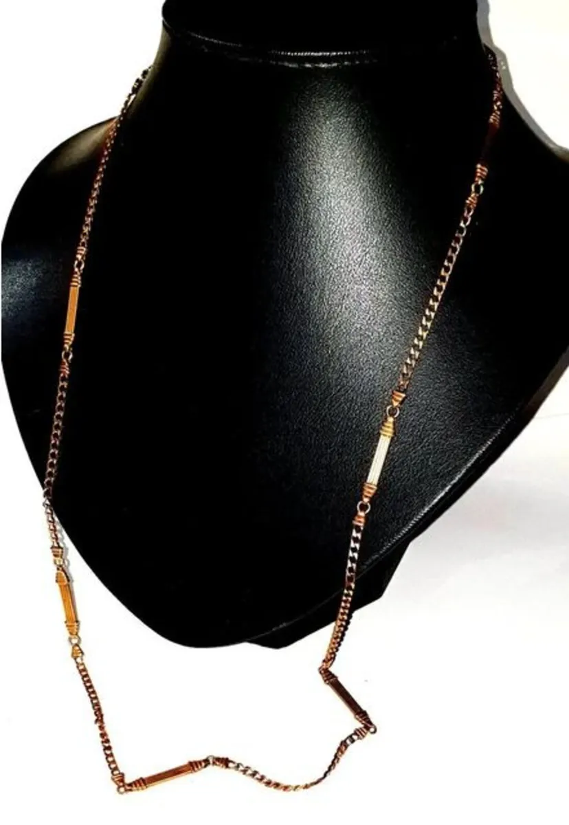 Vintage 9ct Gold 26" Bar & Link Necklace - Image 1