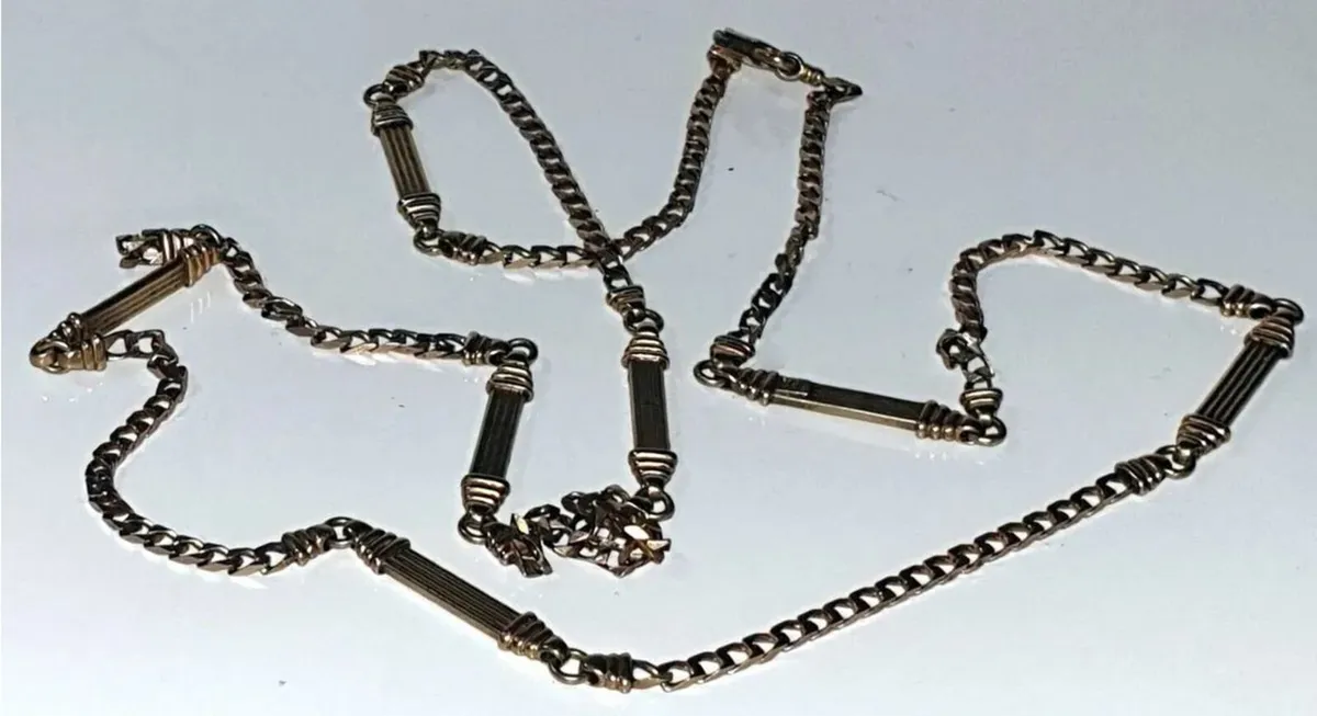 Vintage 9ct Gold 26" Bar & Link Necklace - Image 2