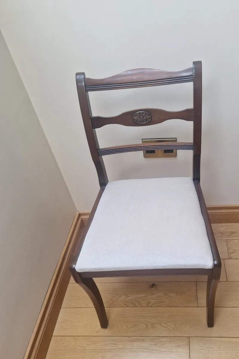 4 mahogany chairs. Newly re-upholsted. Excellent c