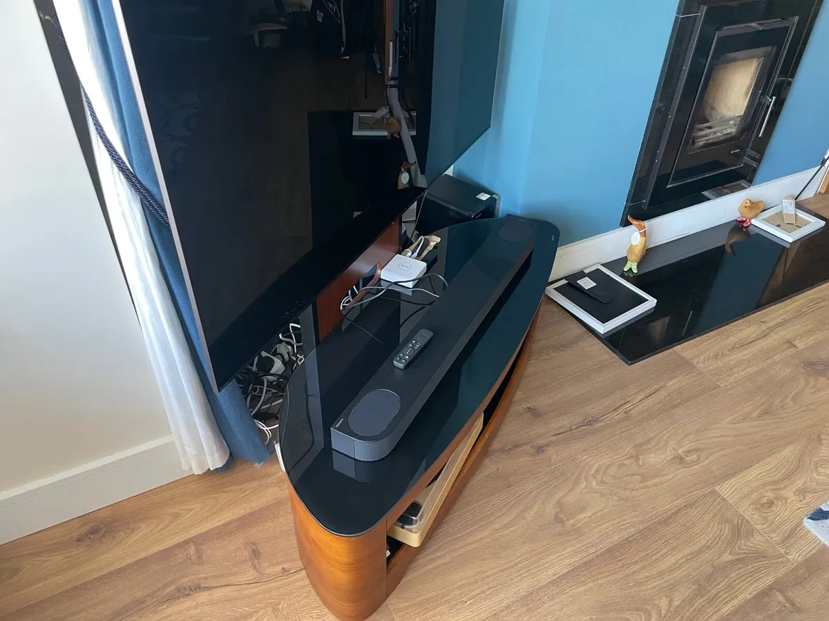 TV stand, oak/black, with built-in VESA mount - Image 3