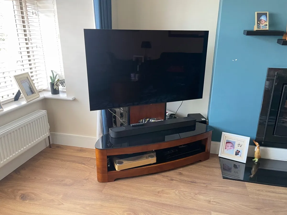 TV stand, oak/black, with built-in VESA mount - Image 4