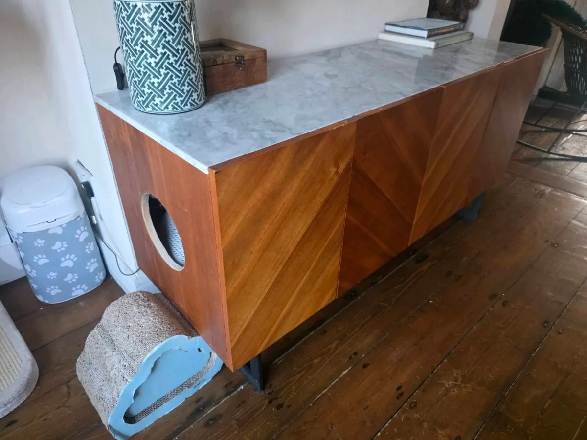 Walnut and Marble Top Cabinet - Image 4