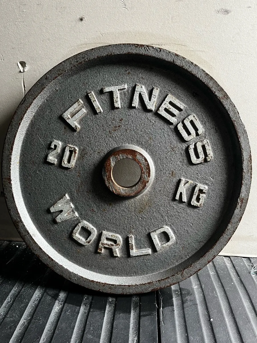 130kg vintage Olympic cast iron weight plates - Image 2
