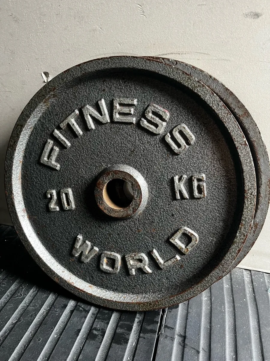 130kg vintage Olympic cast iron weight plates - Image 3