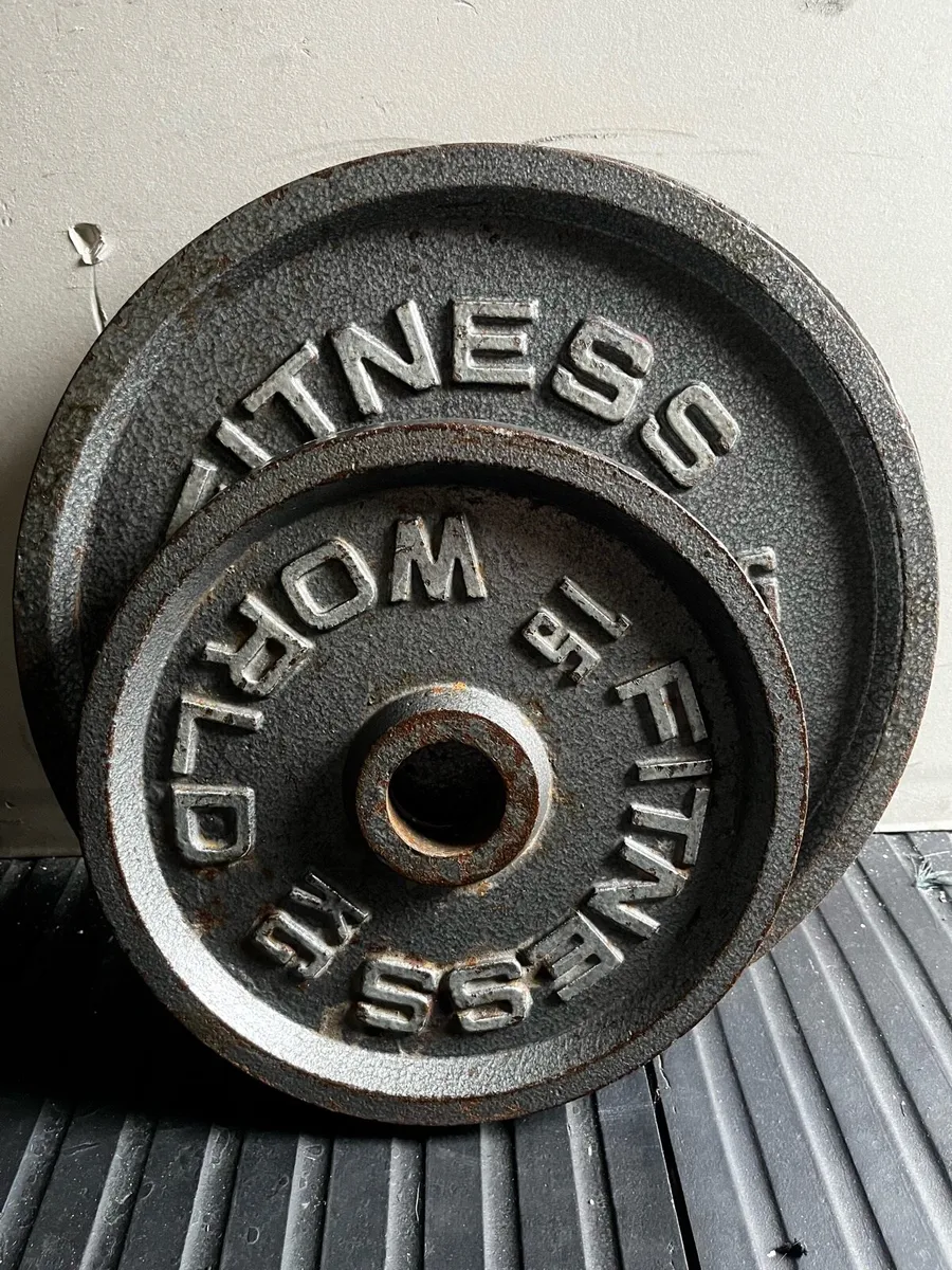 130kg vintage Olympic cast iron weight plates - Image 4